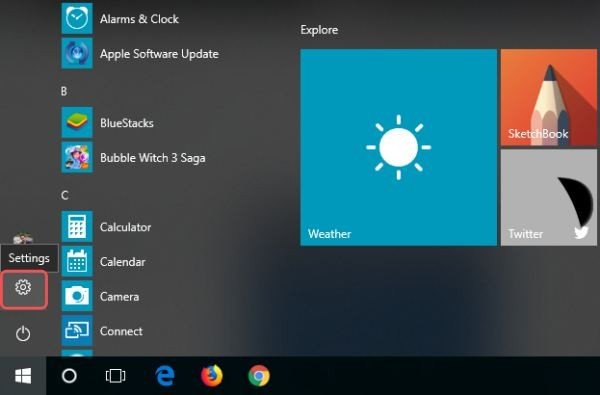 نحوه برگرداندن بکاپ ویندوز 10 بهصورت تصویری 1 روی Settings کلیک کنید