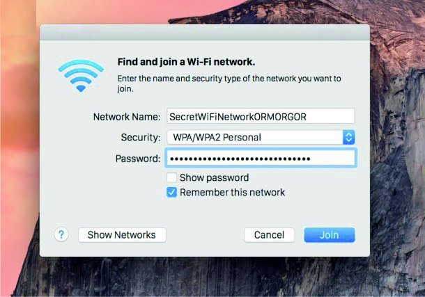 اتصال وای فای مخفی در ویندوز mac