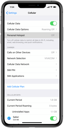 فعال كردن هات اسپات آيفون در ios 12 3 فعال كردن هات اسپات آيفون در ios 12