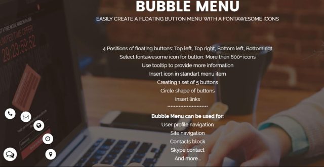 افزونه Bubble menu منوی شناور دایره ای برای وردپرس
