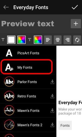 MY FONT را انتخاب کنید