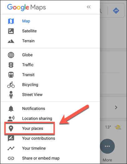 گزینه Your Places در گوگل مپ