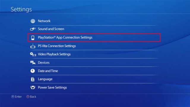 PlayStation App Connection Settings را انتخاب کنید.