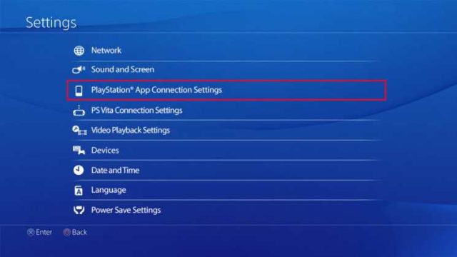 روش اتصال آیفون به PS4 2 PlayStation App Connection Settings را انتخاب کنید.