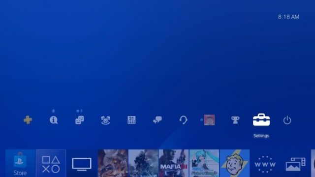 روش اتصال آیفون به PS4 1 در کنسول Play Station 4، به بخش Settings بروید.