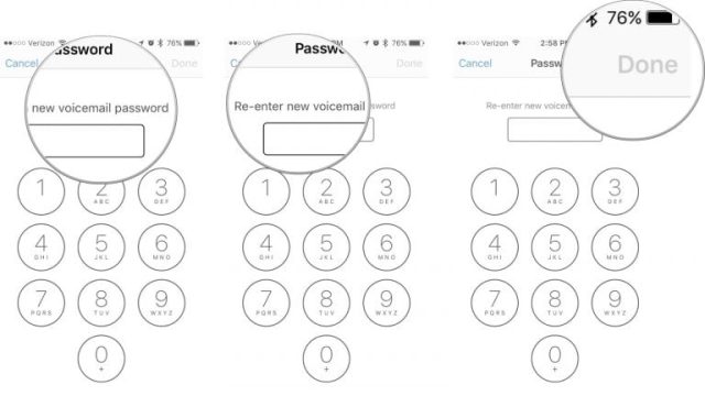 وارد کردن گذرواژه جدید برای راه اندازی صندوق صوتی یا پیغام گیر آیفون 
