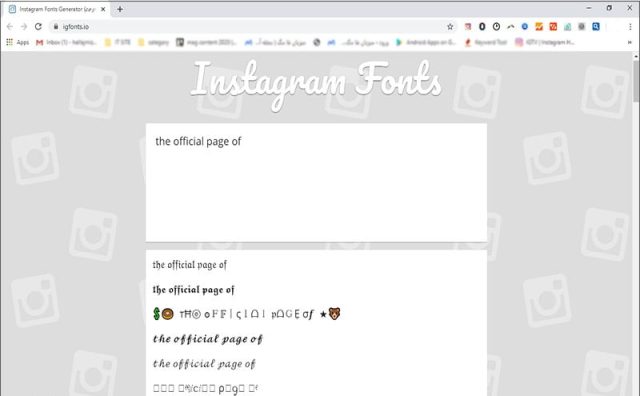 تغییر فونت اینستاگرام از طریق وب سایت