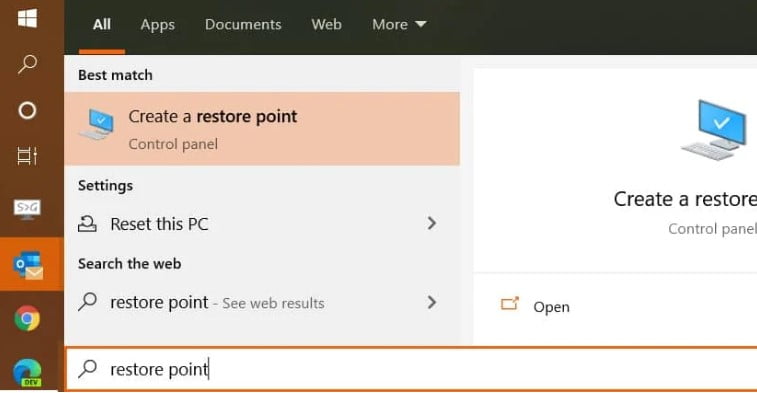 آموزش بکاپ گرفتن از رجیستری ویندوز 10-8-7 4 بکاپ گرفتن از رجیستری ویندوز در System Restore