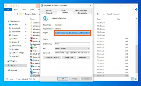 آموزش قطع دسترسی یک برنامه به اینترنت در ویندوز 10 4 در بخش Target آدرس دقیق برنامه موجود است