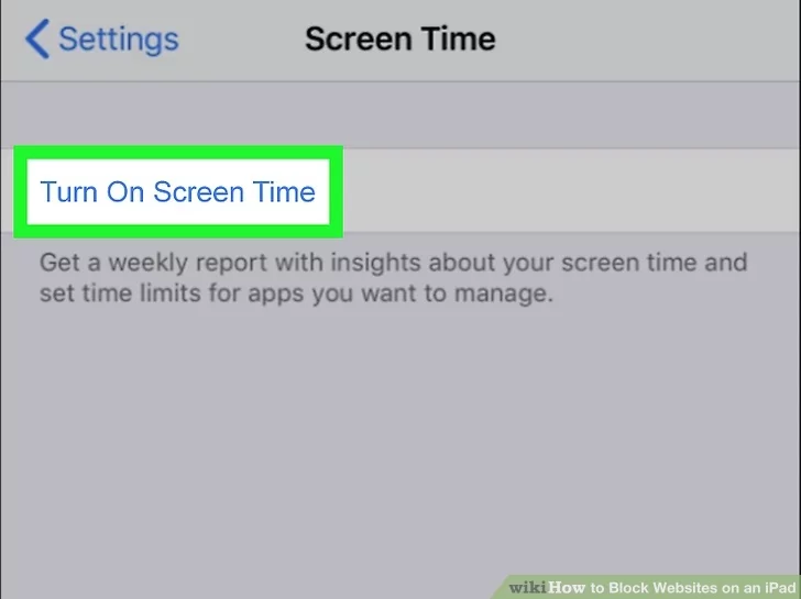 بلاک سایت در ipad مرحله دوم Turn On Screen Time