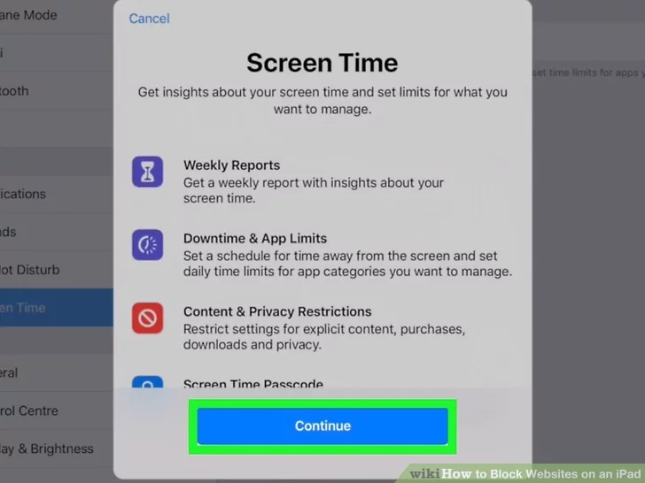 مسدود کردن سایت در ipad مرحله دوم Continue