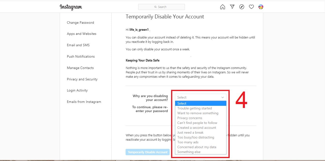 آموزش غیرفعال کردن موقت حساب اینستاگرام