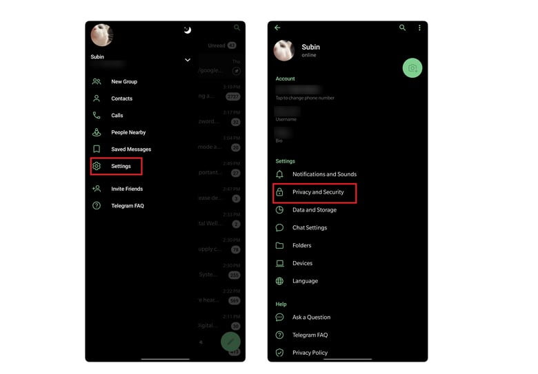 چگونه تصویر پروفایل تلگرام و واتساپ خود را مخفی سازی کنیم 2 مرحله نخست مخفی سازی تصویر پروفایل در تلگرام