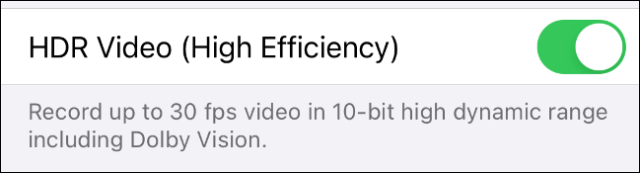 نحوه فعال کردن ضبط ویدیوی HDR در آیفون 3 در نهایت HDR Video (High Efficiency) را فعال کنید.