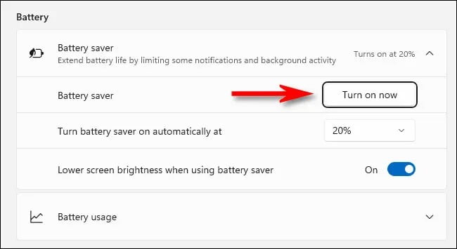 غیر فعال سازی Battery saver