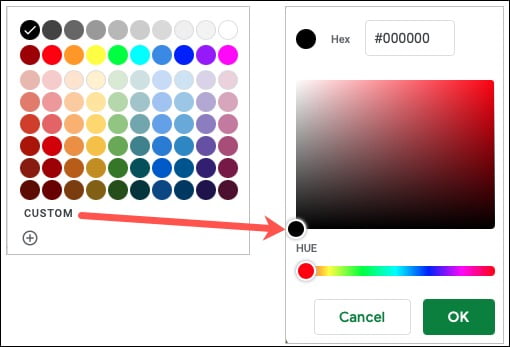 استفاده و شخصی سازی تم در Google Sheets 5 انتخاب رنگ در Google sheets