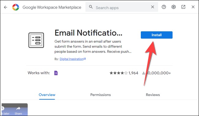 دریافت پاسخهای Google forms در ایمیل 3 نصب افزونه