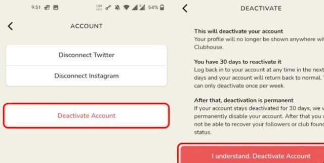 چگونه حساب کلاب هاوس خود را غیرفعال یا حذف کنیم