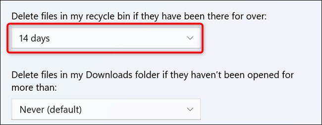 خالی کردن خودکار Recycle Bin در ویندوز 11