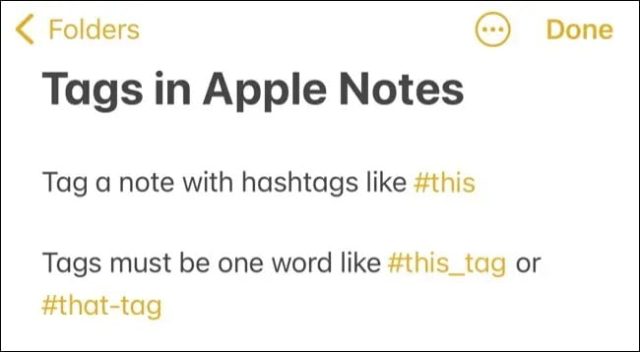 نحوه استفاده از تگ و پوشه هوشمند در Apple Notes