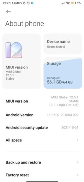 انتشار آپدیت MIUI 12.5 برای گوشی Redmi Note 8 