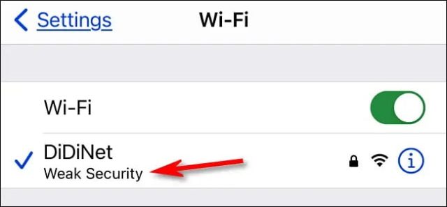 چرا Wi-Fi آیفون پیام Weak Security می دهد؟