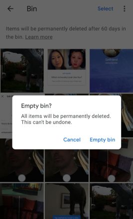 خالی کردن سطل زباله Google Photos