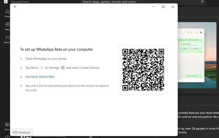 QR code for WhatsApp Beta