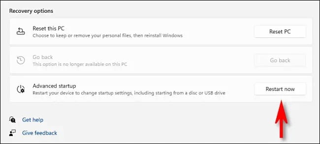 نحوه راهاندازی Safe Mode در ویندوز 11 3 Recovery options