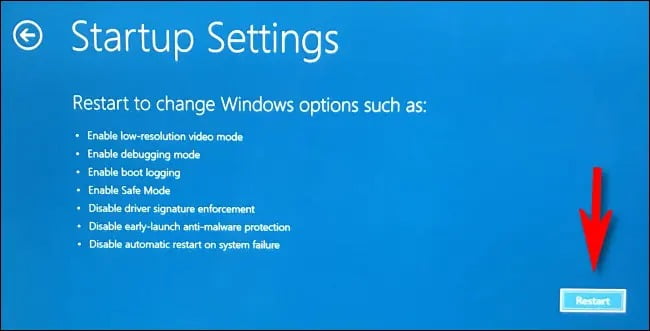 نحوه راهاندازی Safe Mode در ویندوز 11 8 Startup Settings