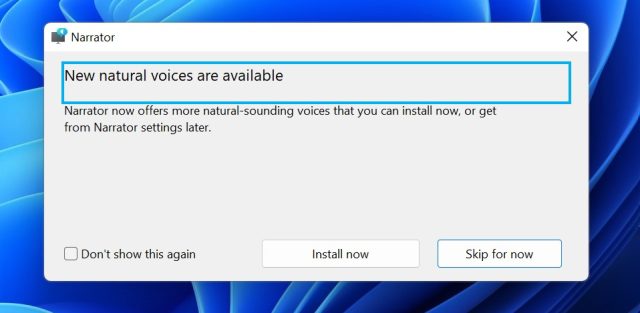 صدای Narrator ویندوز 11 بهبود می یابد