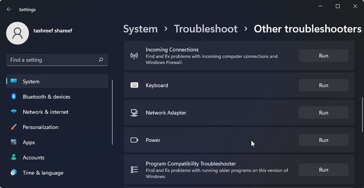 Network Adapter troubleshooter