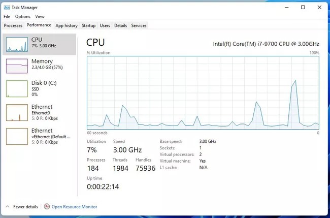 مشاهده میزان استفاده CPU