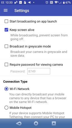 تنظیم برنامه IP Phone Camera
