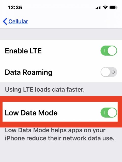 نحوه خاموش کردن Low Data Mode در آیفون