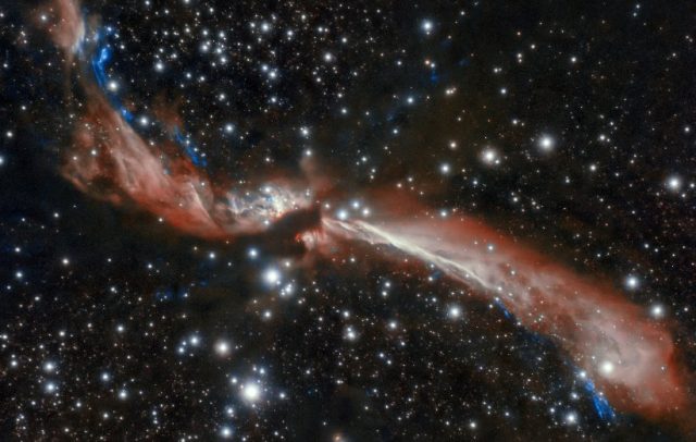 تصویر جدید تلسکوپ جمنای، جت های ستاره ای را نشان می دهد