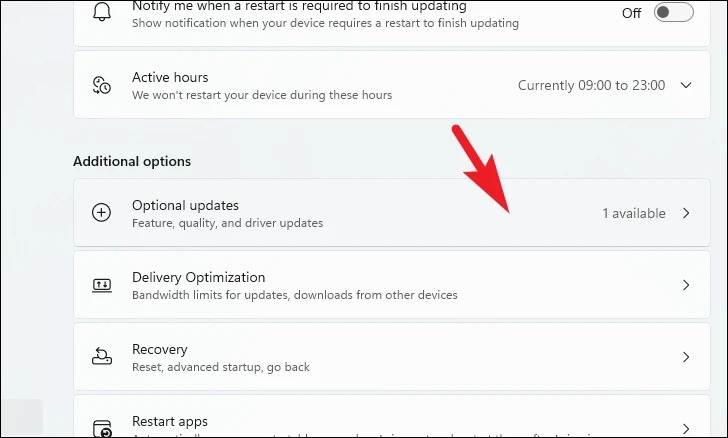 چگونگی آپدیت درایور گرافیک در ویندوز 11 4 Optional updates