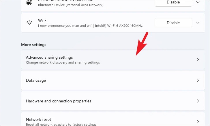 Advanced sharing settings