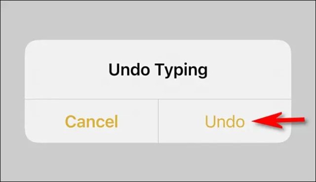 وقتی پیام Undo Typing ظاهر شد، روی Undo بزنید.