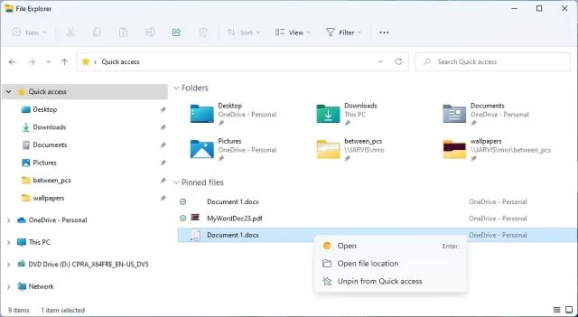 نحوه پین کردن فایل ها در فایل اکسپلور ویندوز 11