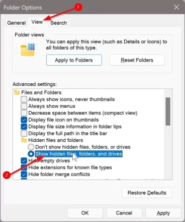 مشاهده فایل ها و پوشه های مخفی در ویندوز 11