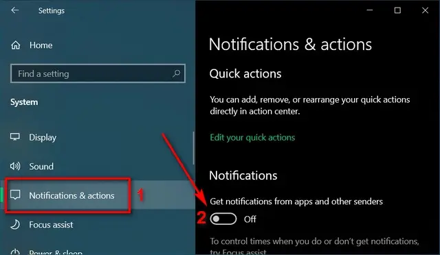 تغییر تنظیمات اعلان غیرفعال کردن اعلان ها در ویندوز 10