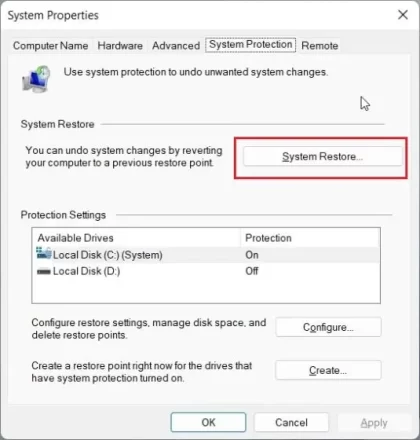 نحوه استفاده از System Restore در ویندوز 11