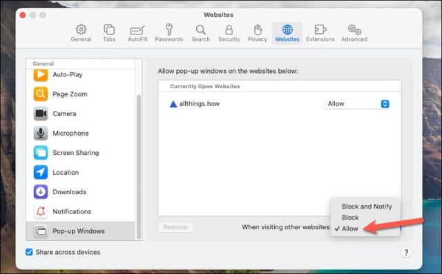 چگونه Pop-up Blocker را در مک غیرفعال کنیم