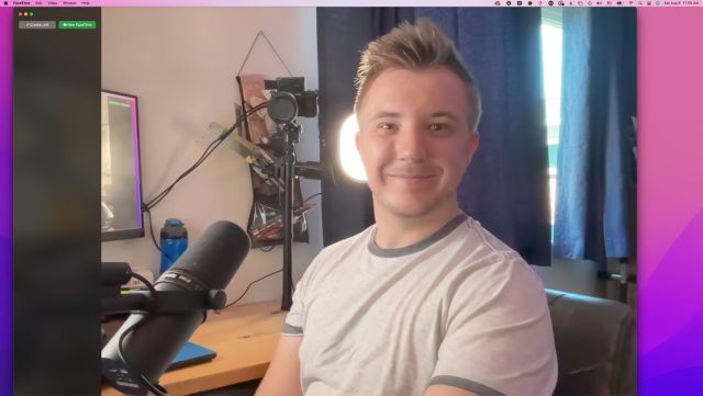 چگونه دوربین یا میکروفون FaceTime در مک را تغییر دهیم 2 اسکرین شات از FaceTime با وب کم پیش فرض