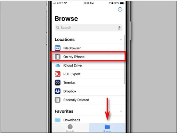 روی «Browse» و سپس «iPhone» ضربه بزنید.