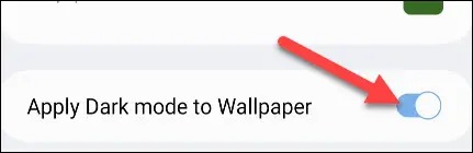 'اعمال حالت تاریک برای تصویر زمینه' را تغییر دهید.