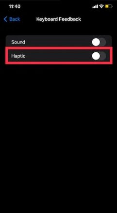 غیرفعال کردن بازخورد لمسی برای صفحه کلید آیفون