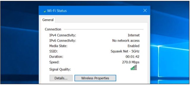 روی دکمه "Wireless Properties" کلیک کنید.