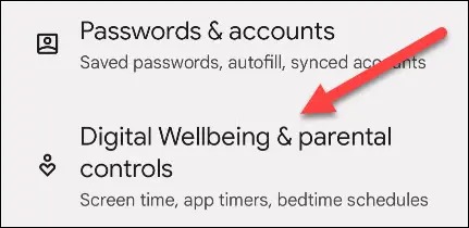 «سلامت دیجیتال و کنترل‌های والدین» را انتخاب کنید.